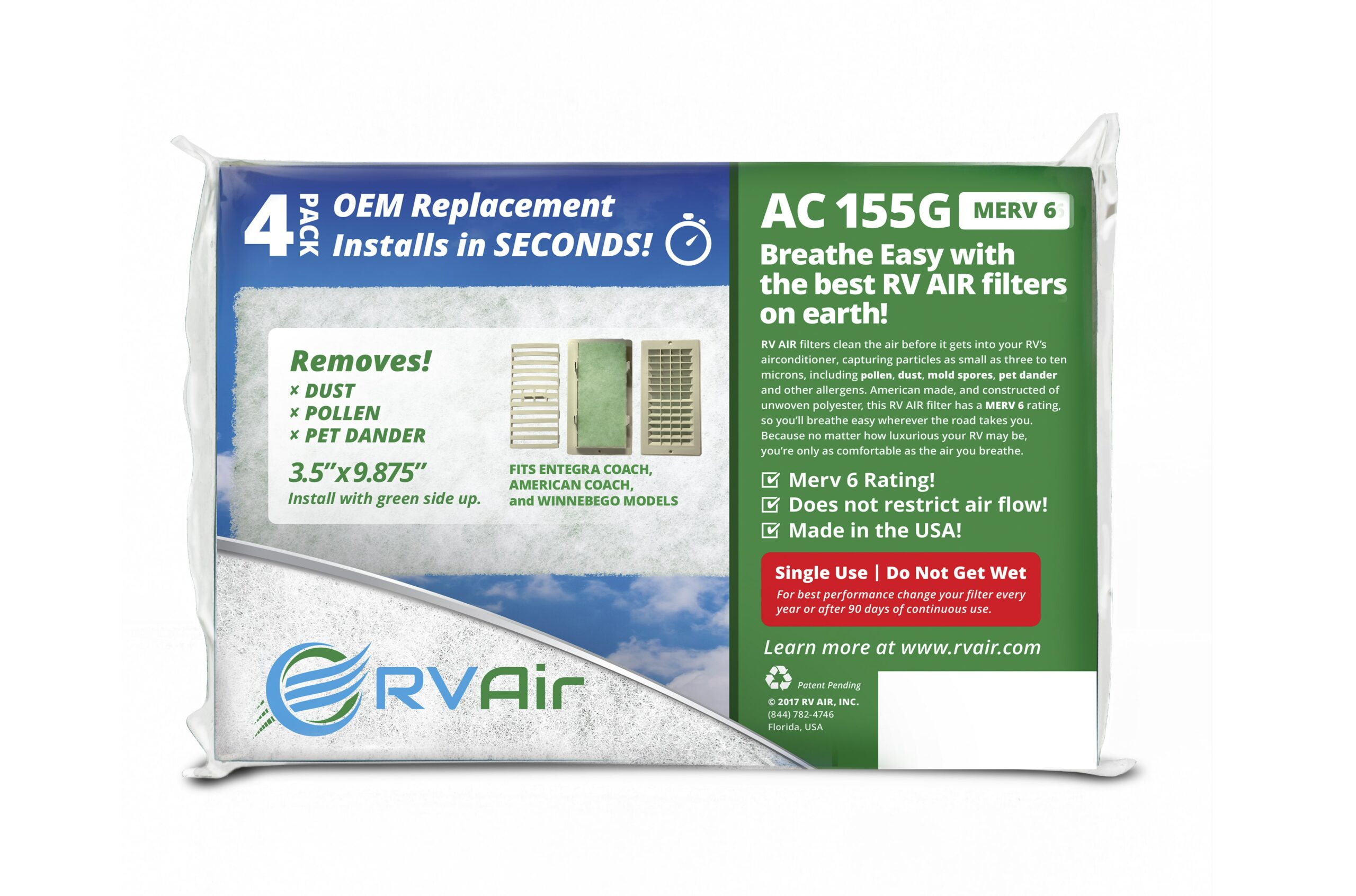 155G RV AC Filter Product Image RV Air Camper & RV Air Filters